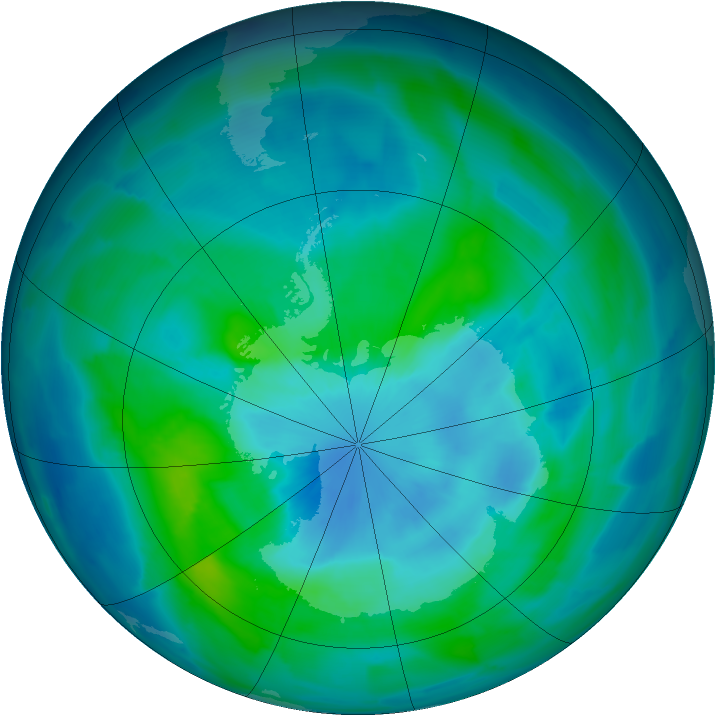 Antarctic ozone map for 17 March 2013